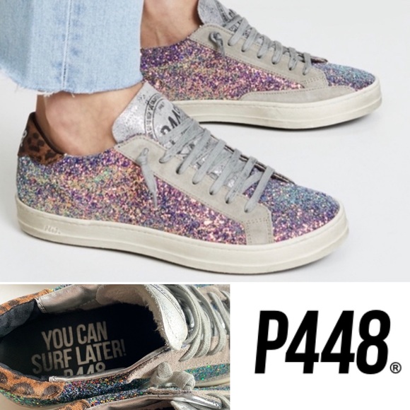 P448 Shoes - ❌SOLD❌P448 John Iridescent Glitter Low Top Sneakers Womens ✨RARE FIND✨ US 7.